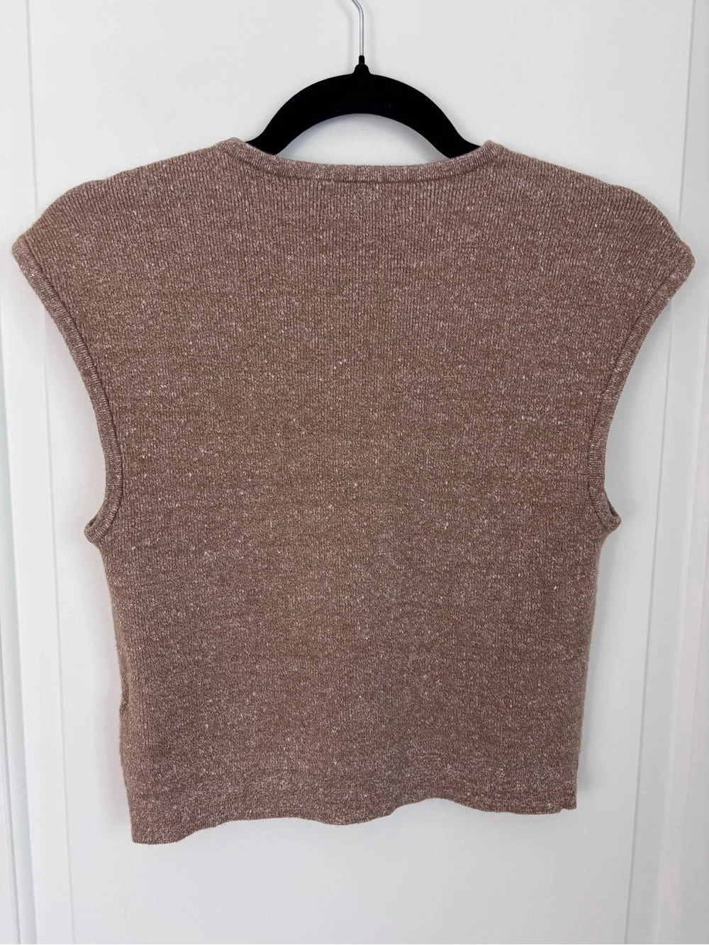 J.Crew Brown Gold Button Cap Sleeve Knit Top Medium